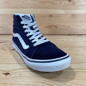 Vans SK8 Hi High Top Skate Shoes 
721356
Suede & canvas
Men’s 5
Navy Blue White